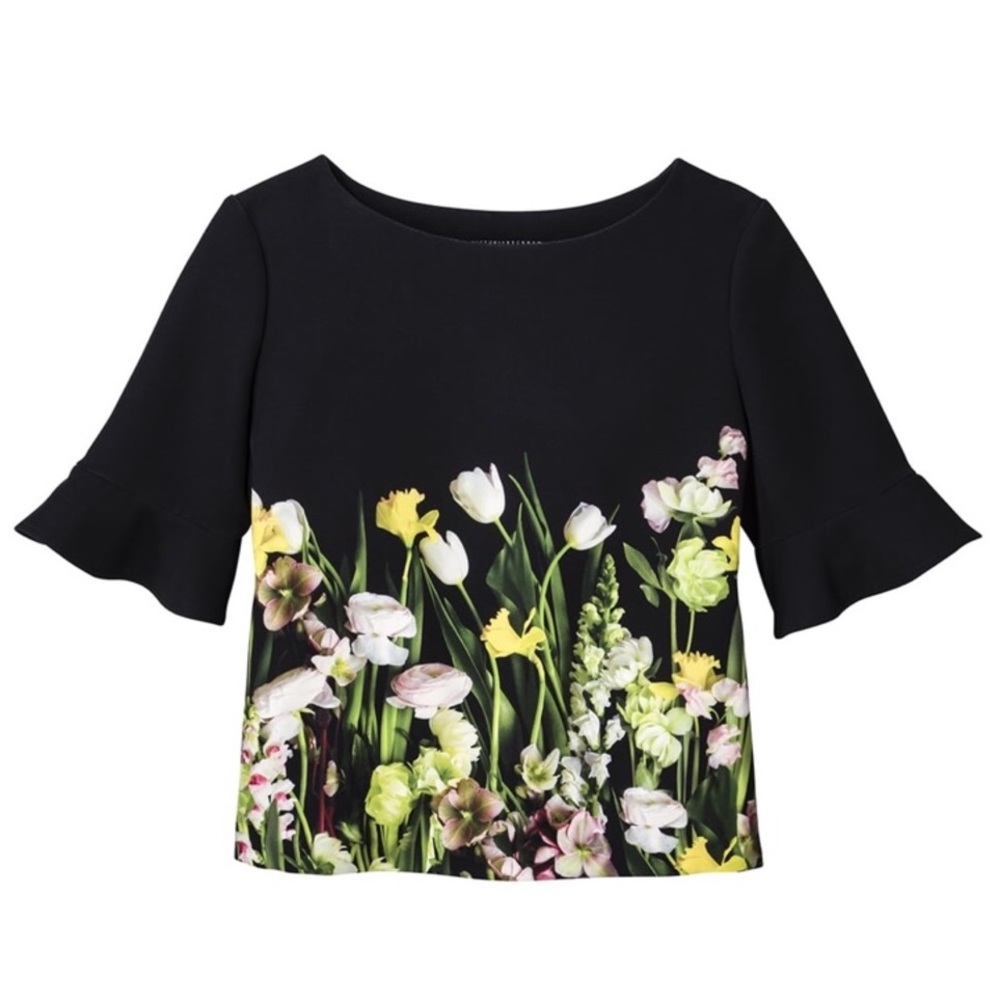 Victoria Beckham black floral crop top